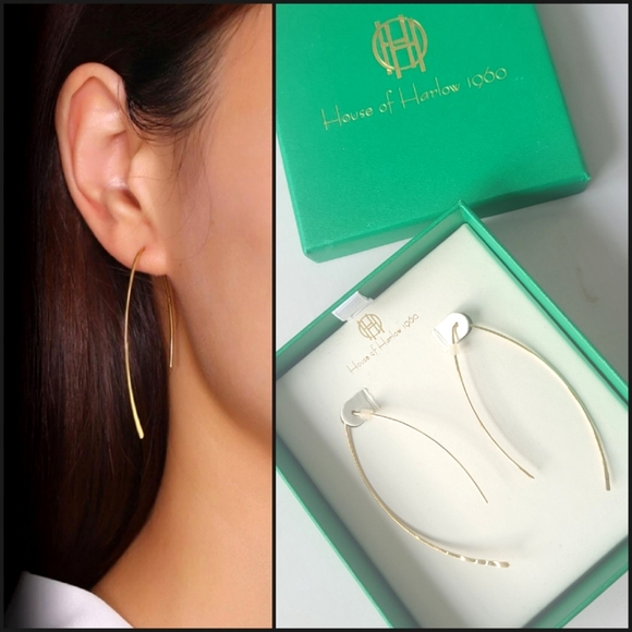 House of Harlow 1960 Jewelry - 🆕️ HOUSE OF HARLOW 1960 Gold Long Half Hoop Earrings!